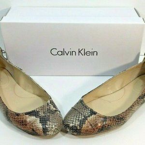 Calvin Klein Priya Ballet Flats Faux Snakeskin 9.5